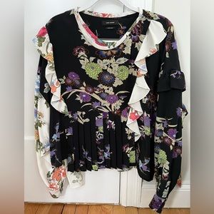 Isabel Marant Floral Long Sleeve Silk Blouse